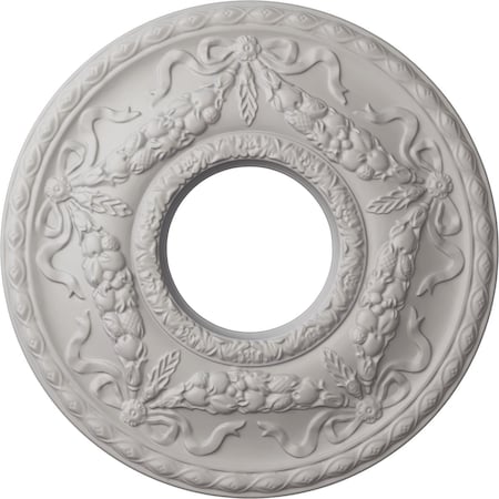 Ekena Millwork Hurley Ceiling Medallion (Canopies up to 7 1/4"), 22 1/8"OD x 7 1/4"ID x 1 3/4"P, Ultra Pure White CM26HUUWF
